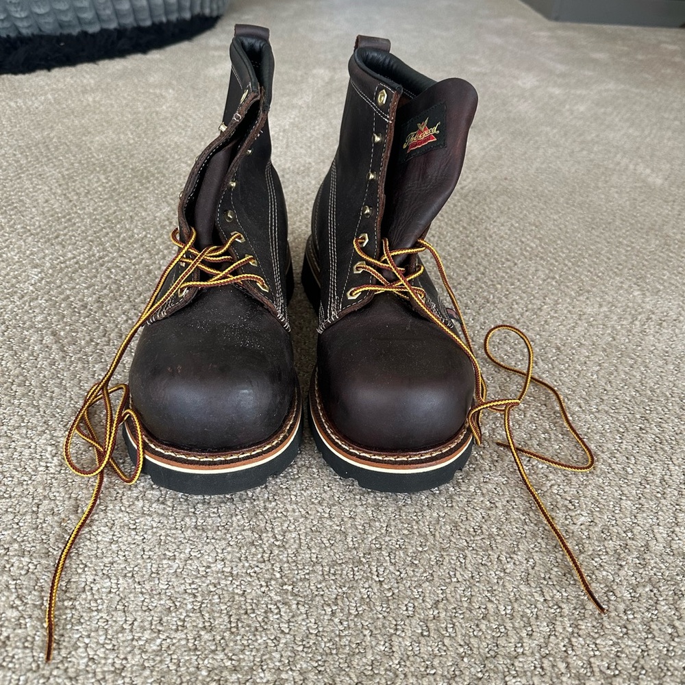 Premium Dark Brown Leather Work Boots
